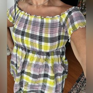 Torrid off shoulder plaid top- 00 (M/L)